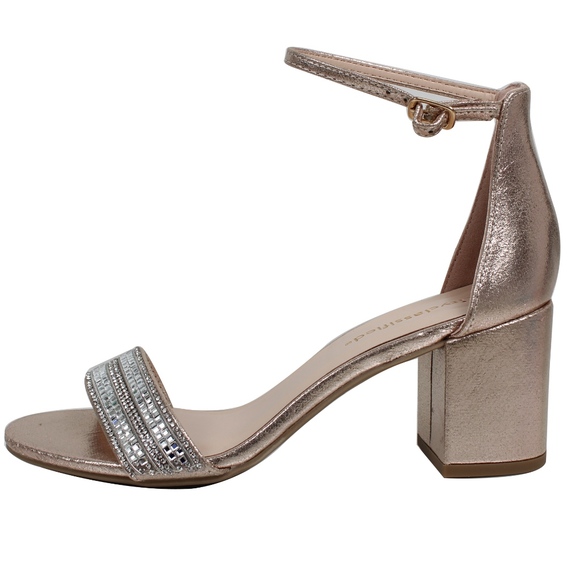 Gold Shimmer Open Toe Ankle Strap Dress Sandal - Picture 2 of 6